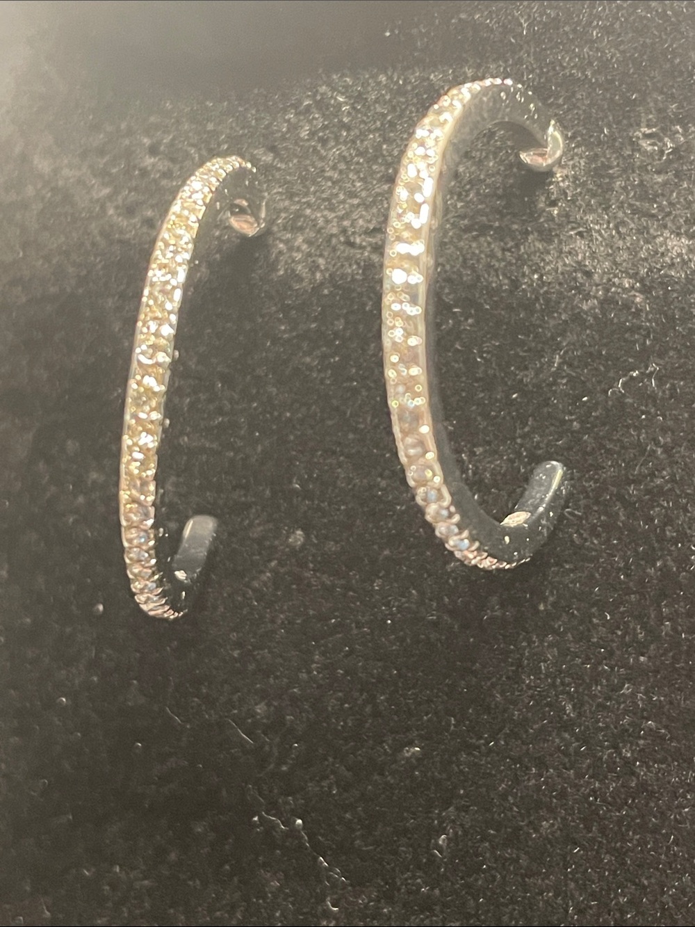 Sparkling Crystal Hoop Earrings - Silver